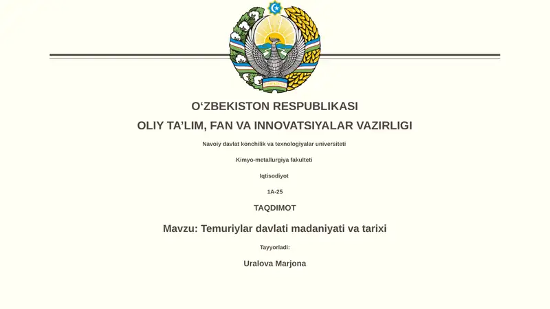 Temuriylar davlati madaniyati va tarixi