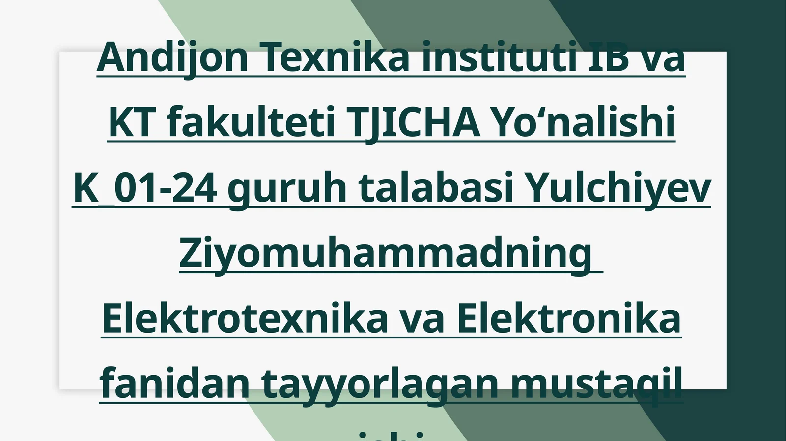 O’zgarmas tok zanjirlari