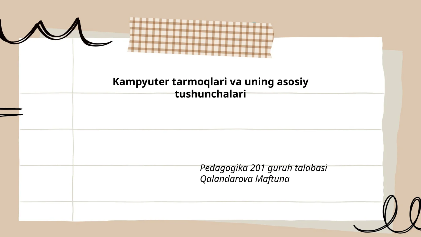 Tarmoqlar turlari va topologiyasi