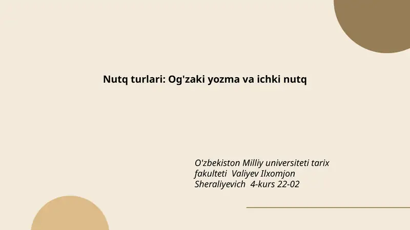 Nutq turlari: Og'zaki yozma va ichki nutq
