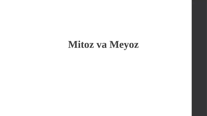 Mitoz va Meyoz