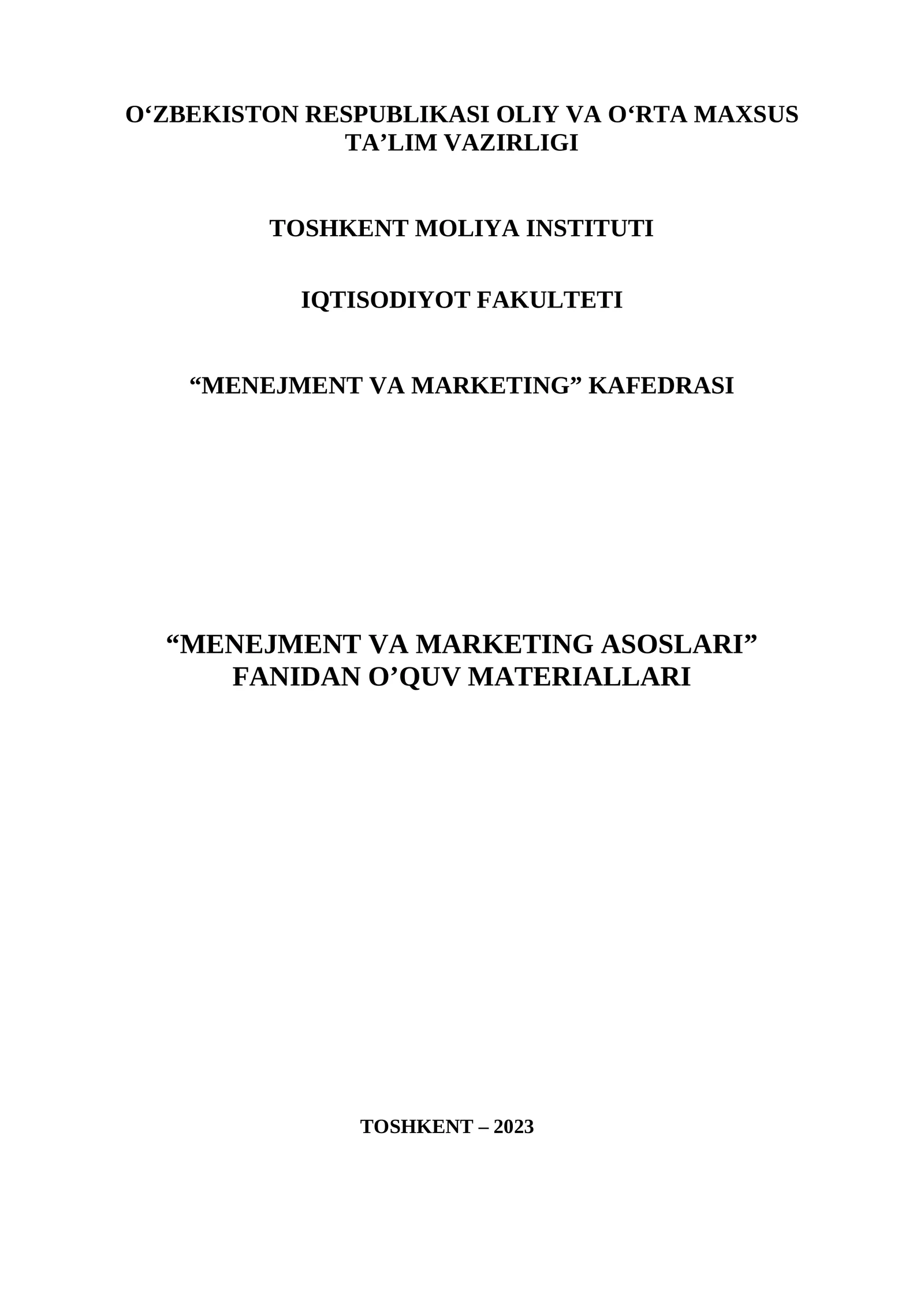Menejment va marketing asoslari
