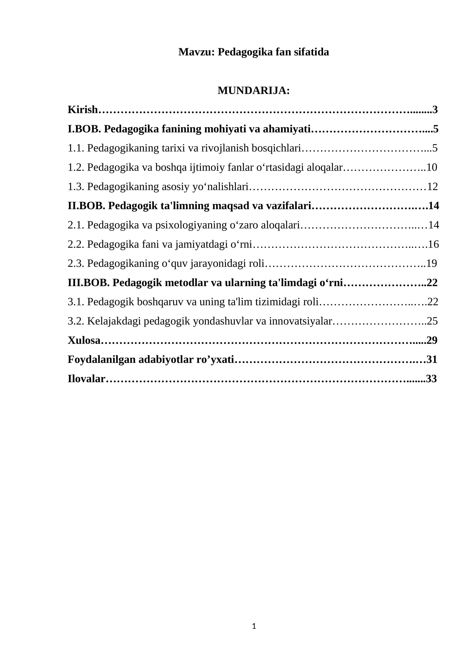 Pedagogika fan sifatida