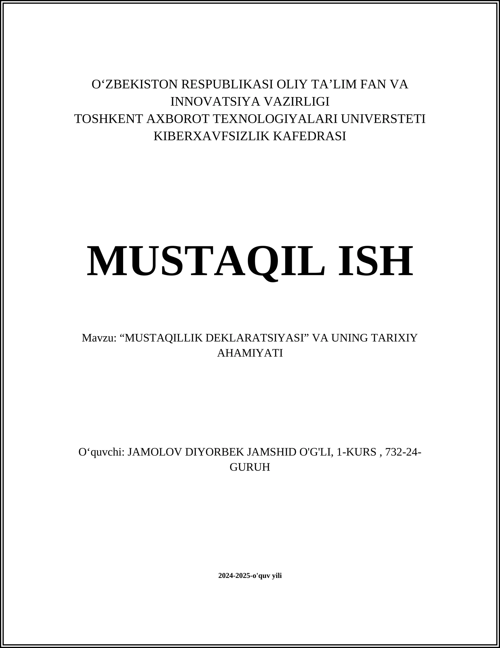 MUSTAQILLIK DEKLARATSIYASI