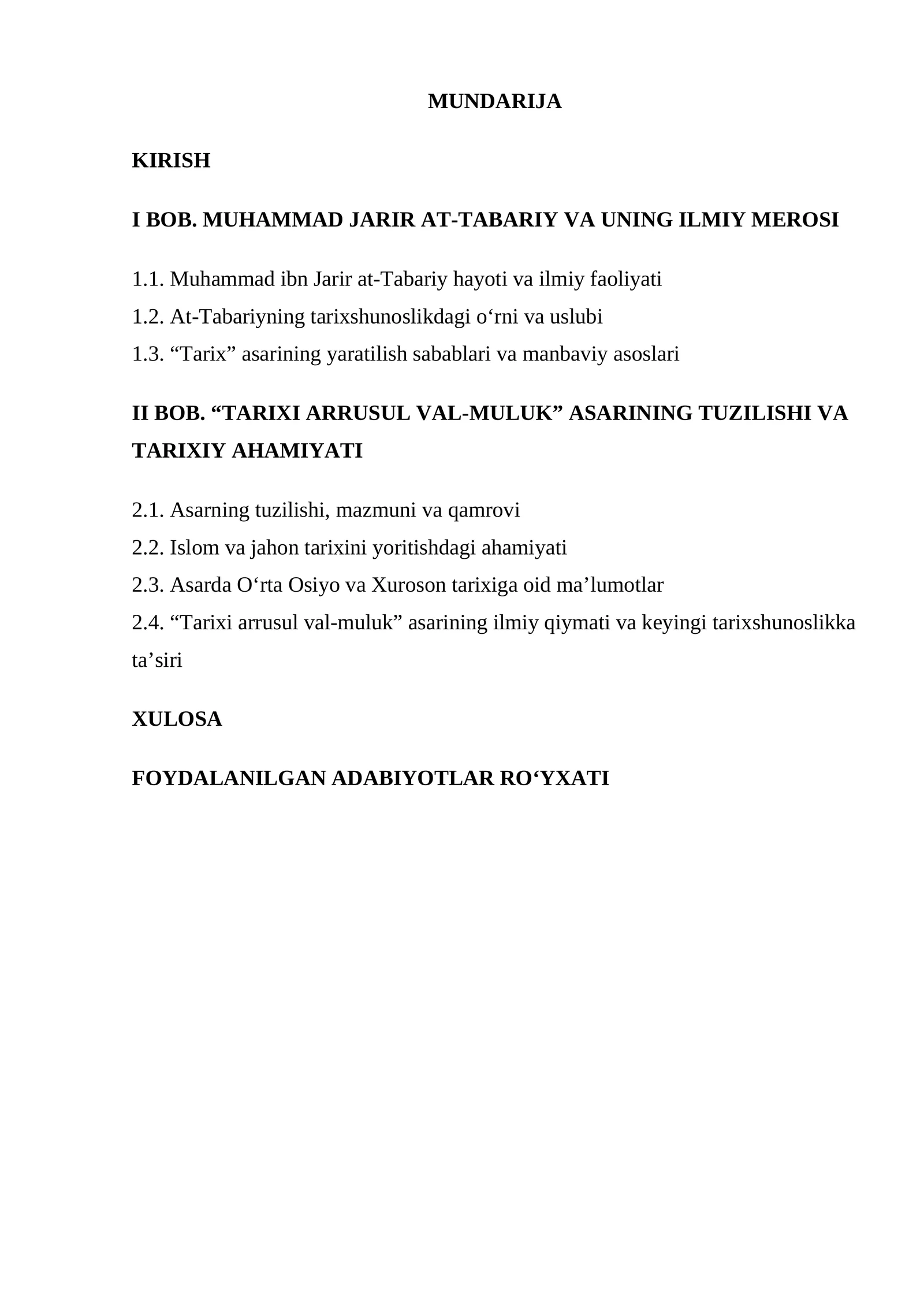 MUHAMMAD JARIR AT-TABARIY VA UNING ILMIY MEROSI