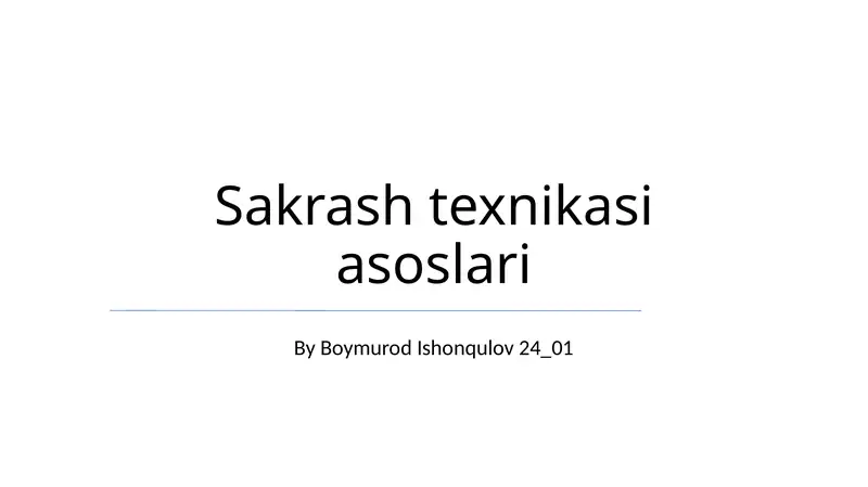 Sakrash texnikasi asoslari