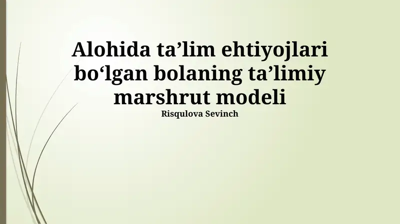Maxsus Ta'limga Muhtojna Bola Uchun Ta'lim Yo'lining Rejalashtirilishi