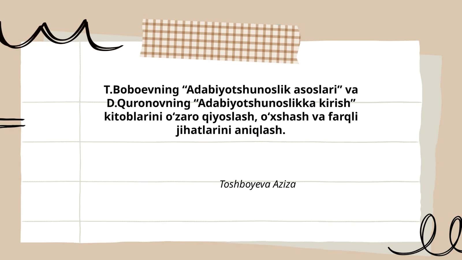 Adabiyotshunoslik asoslari va Adabiyotshunoslikka kirish