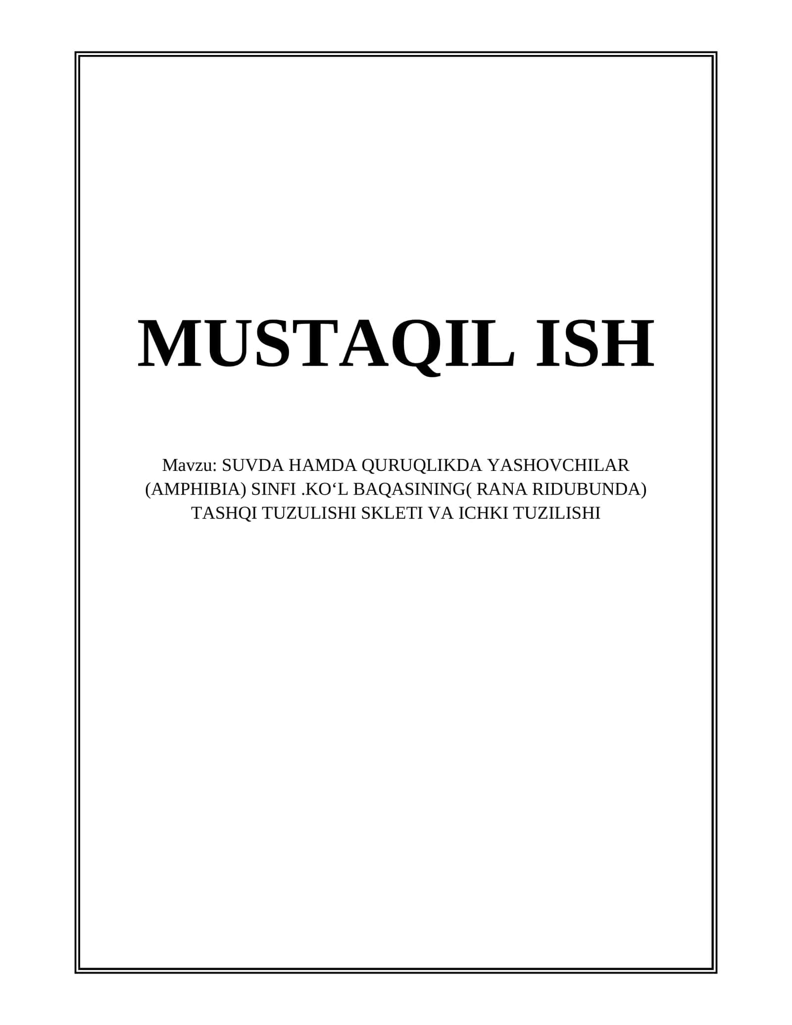 KO‘L BAQASI (RANA RIDIBUNDA)