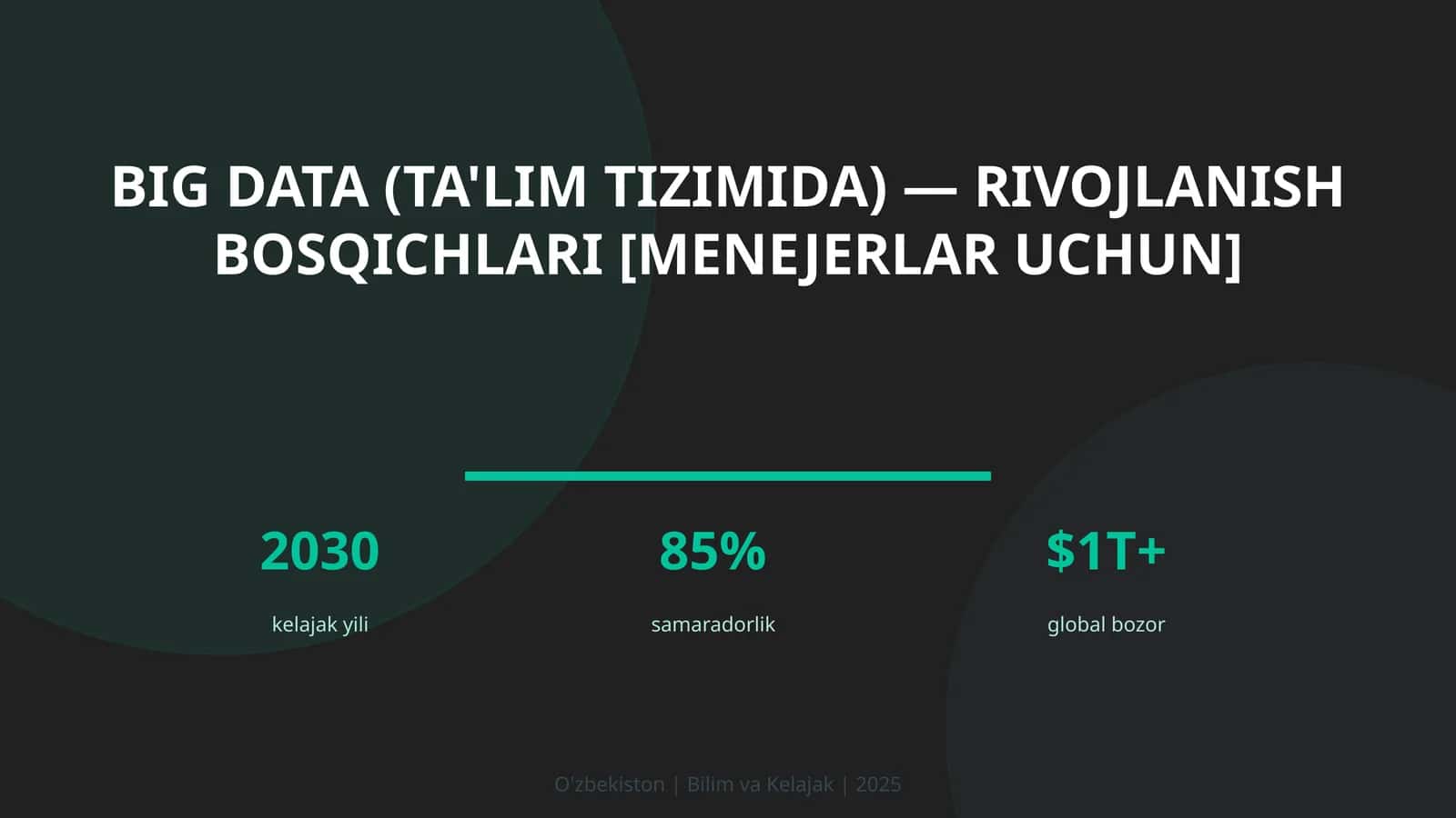 BIG DATA (TA'LIM TIZIMIDA) — RIVOJLANISH BOSQICHLARI [MENEJERLAR UCHUN]