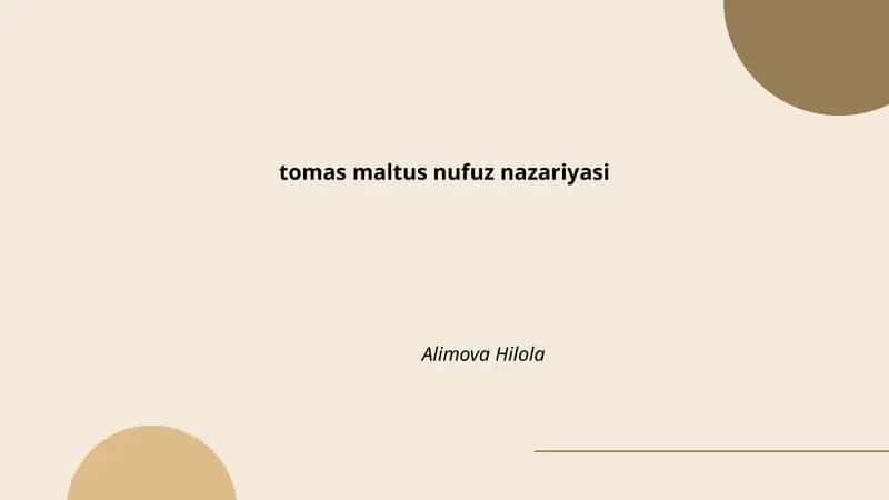 Tomas Maltus nufuz nazariyasi