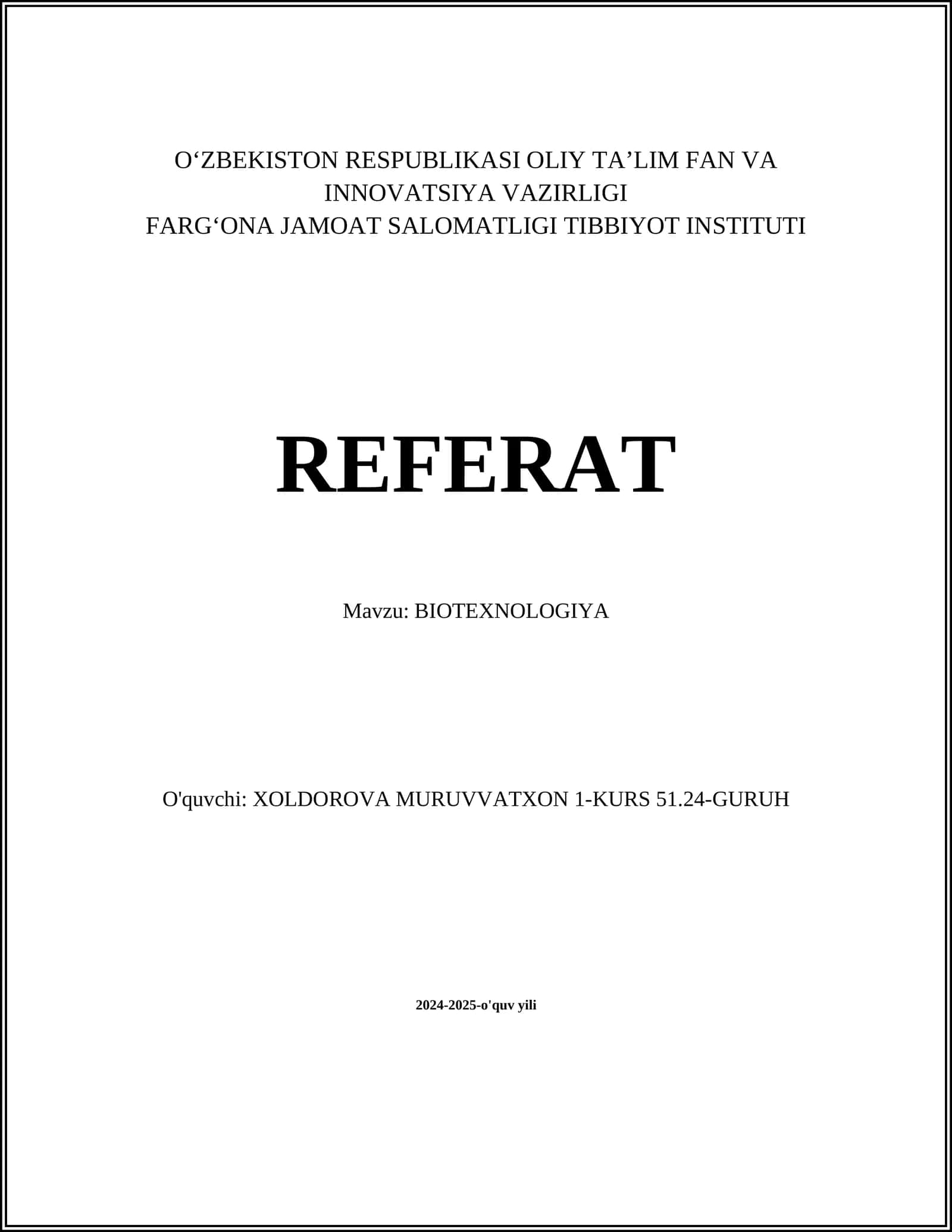 BIOTEXNOLOGIYA