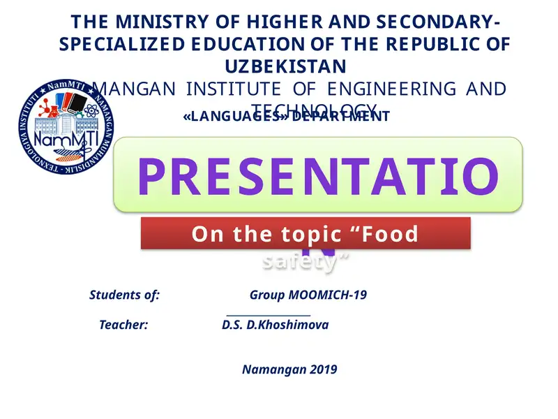 Food Safety Presentation