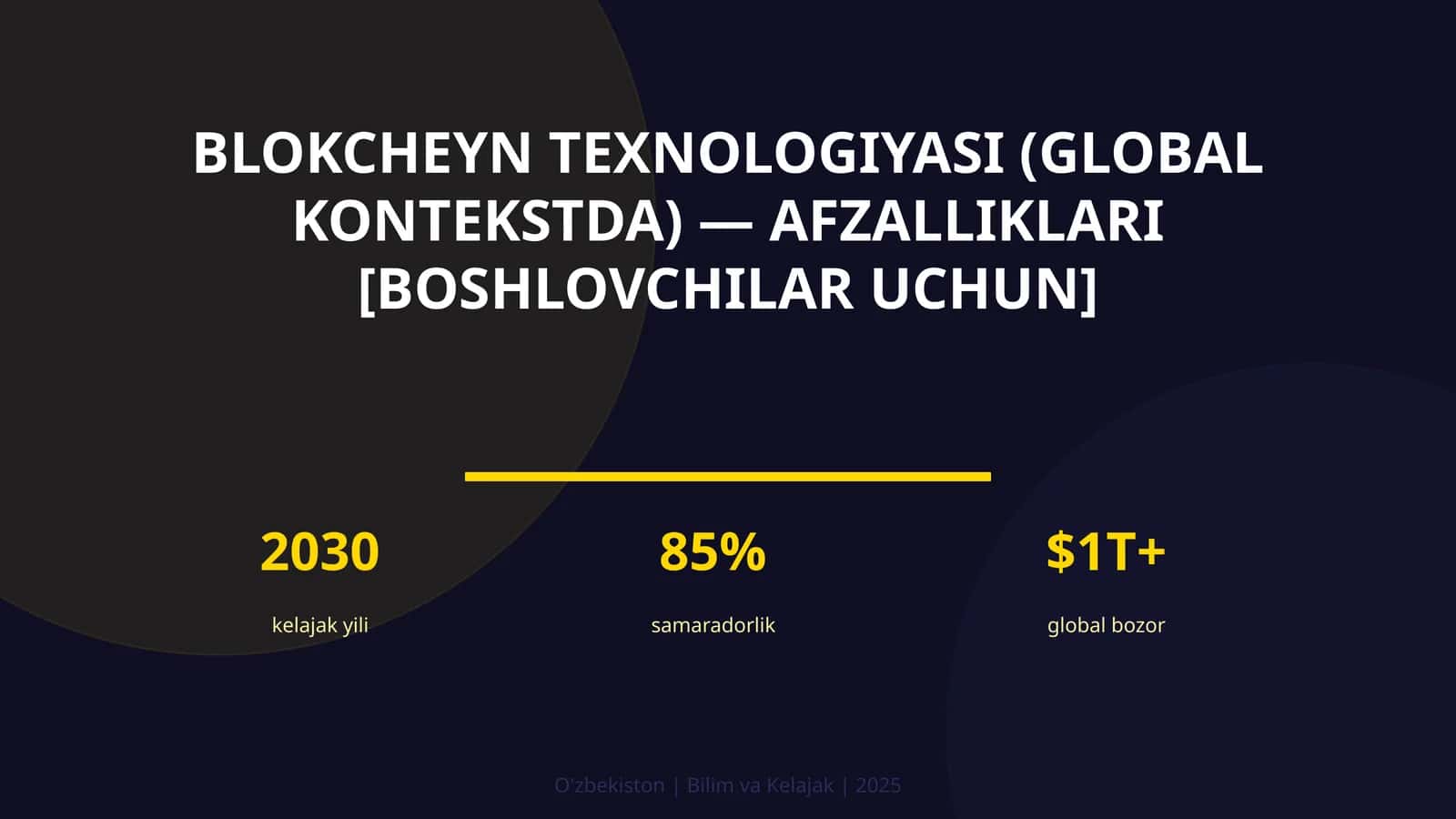 Blokcheyn texnologiyasi (global kontekstda) — afzalliklari [boshlovchilar uchun]