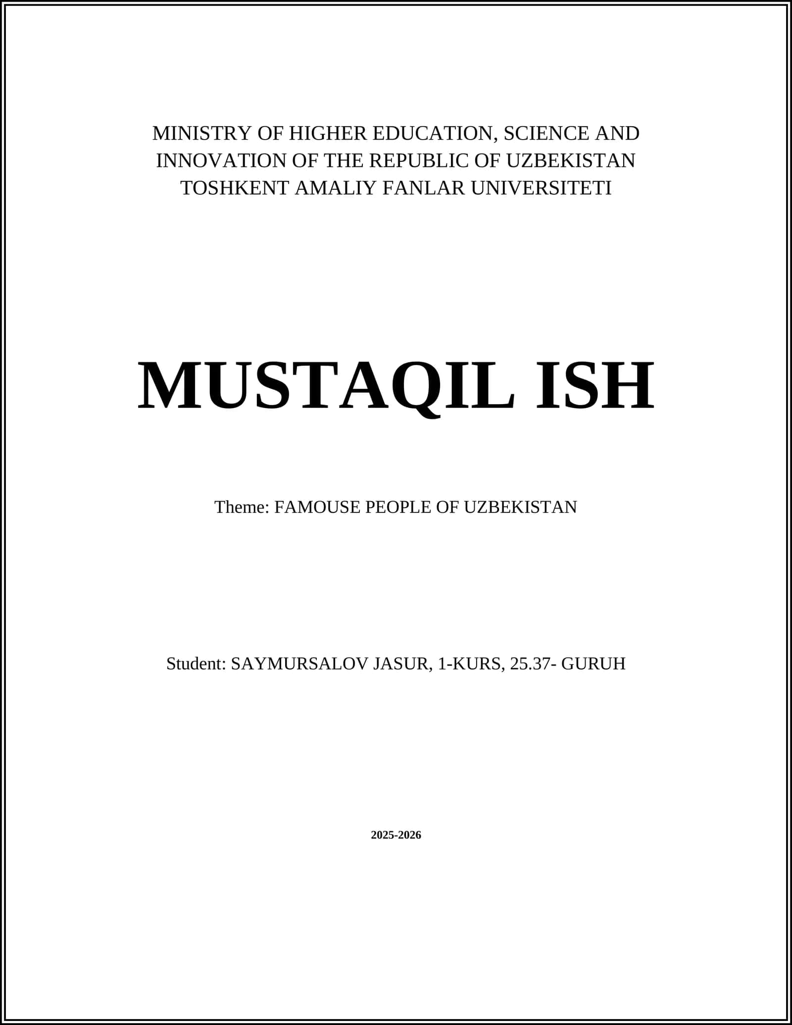 FAMOUSE PEOPLE OF UZBEKISTAN
