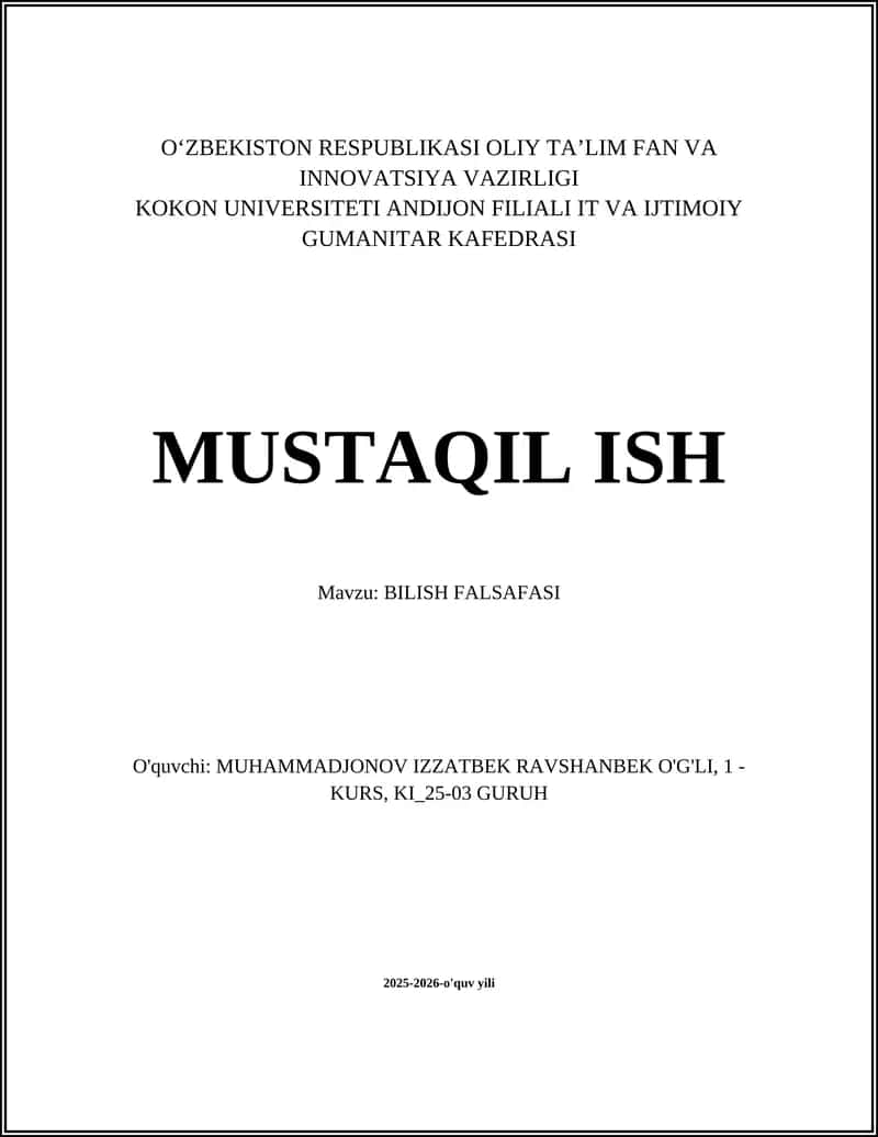 BILISH FALSAFASI