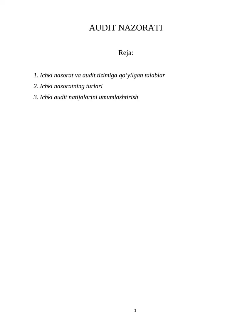 AUDIT NAZORATI