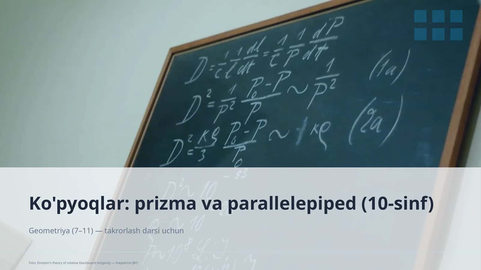 Ko'pyoqlar: prizma va parallelepiped (10-sinf)