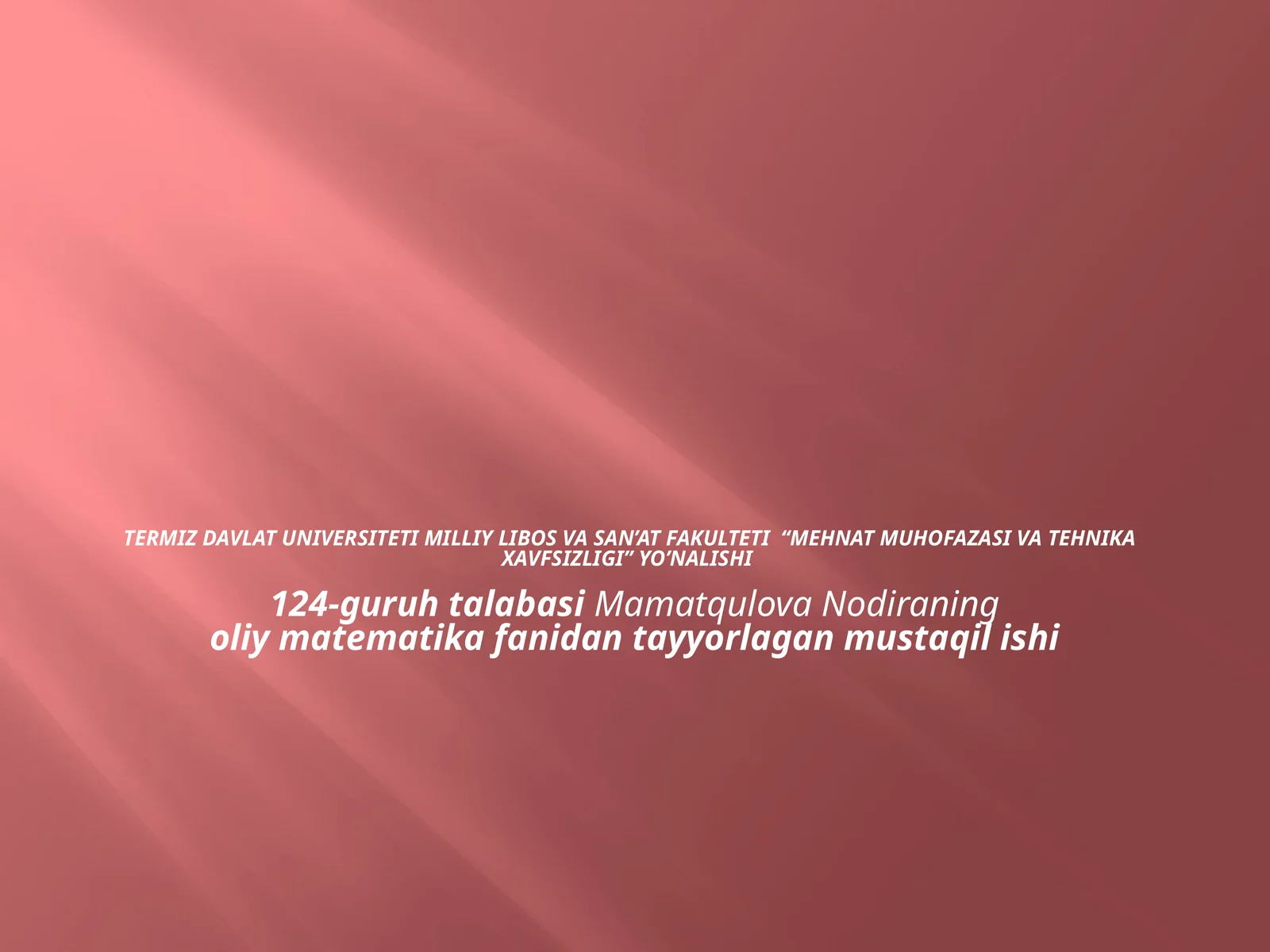 To’plamlar va ular ustida amallar