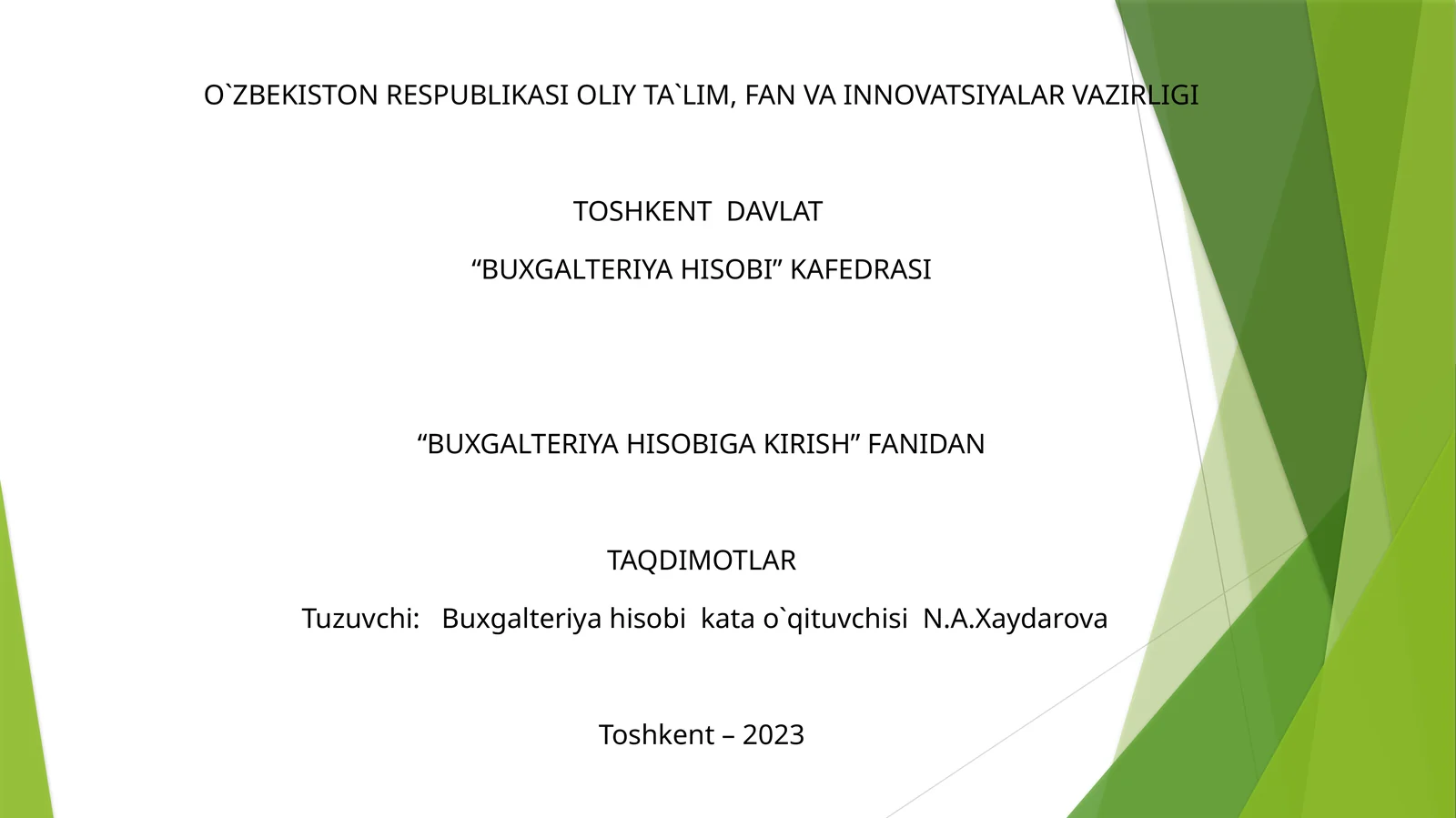 HUJJATLASHTIRISH VA INVENTARIZATSIYA