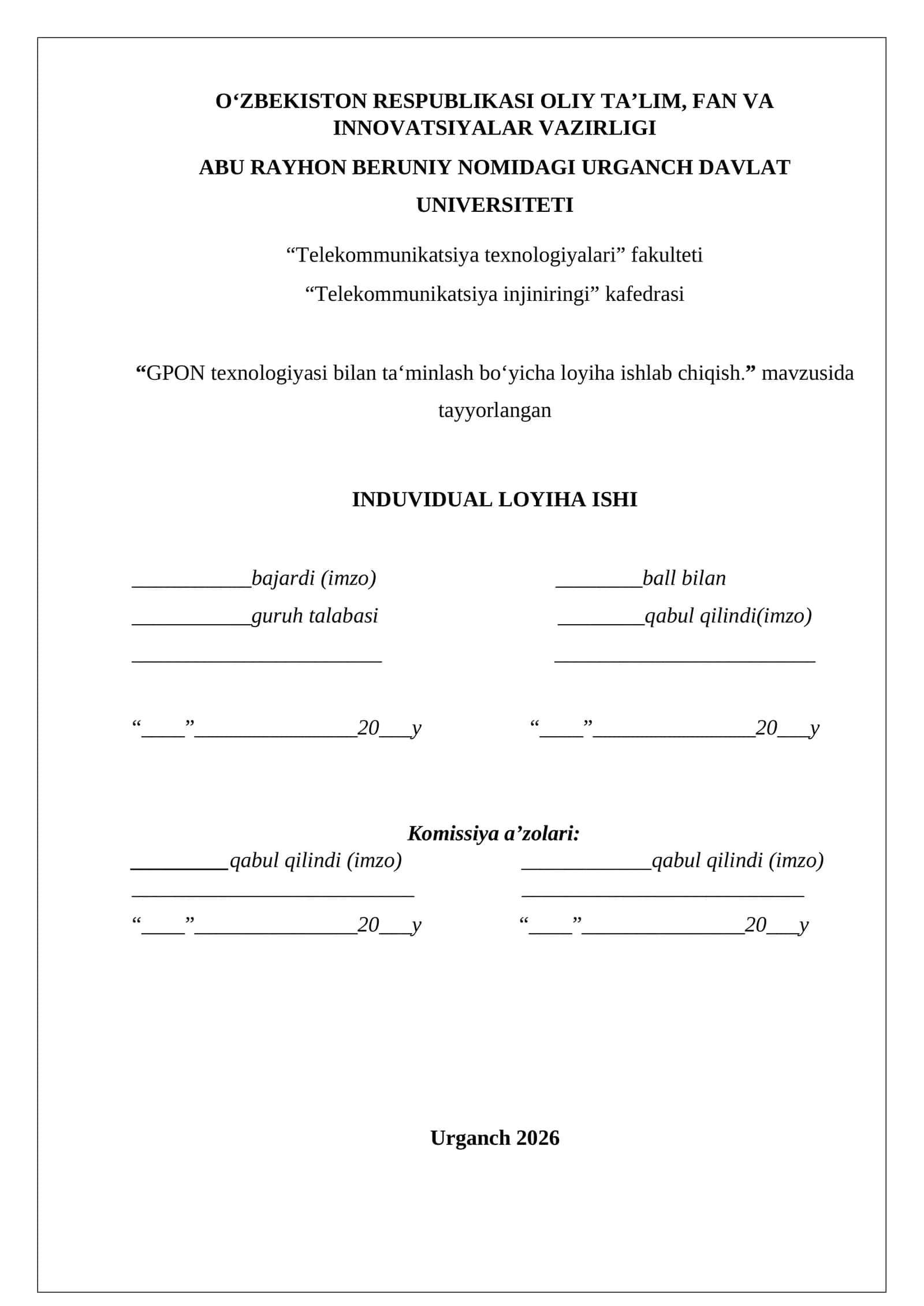 Individual loyiha