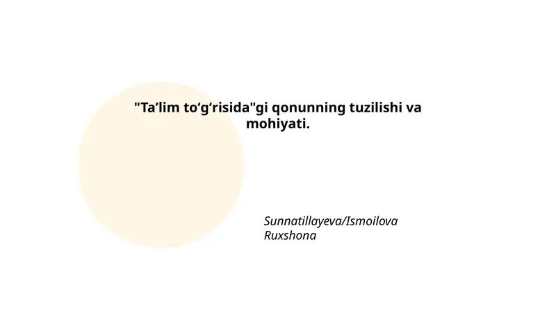 Ta’lim to’g’risida qonun