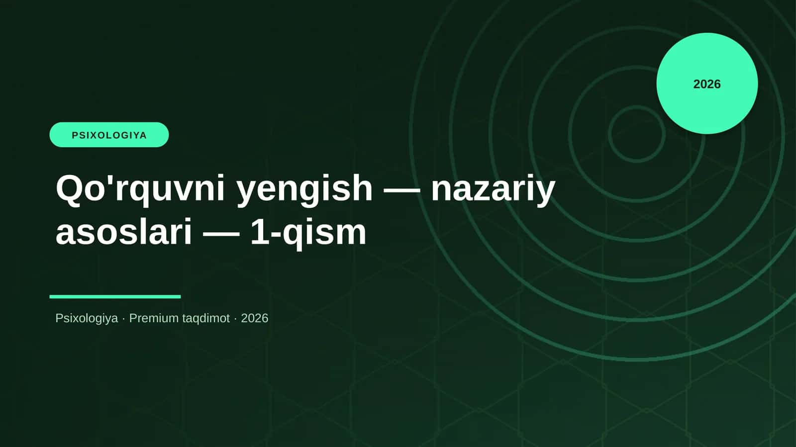 Qo'rquvni yengish — nazariy asoslari — 1-qism
