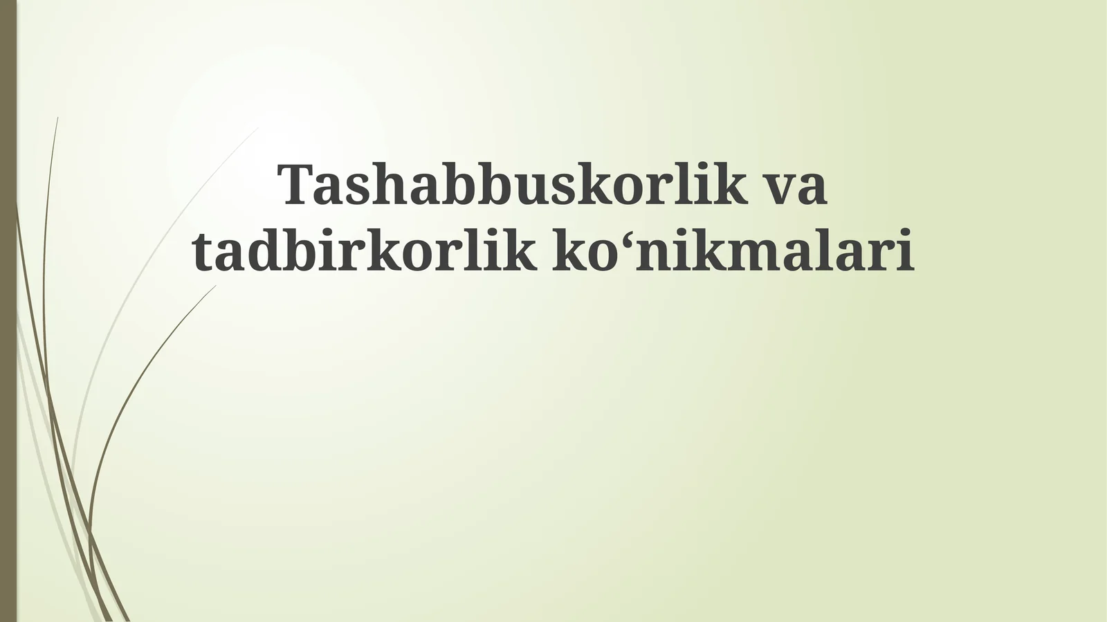 Tashabbuskorlik va tadbirkorlik koʻnikmalari