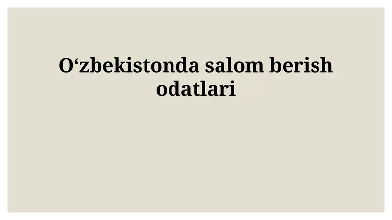 Salomlashish odoblarining tarixi