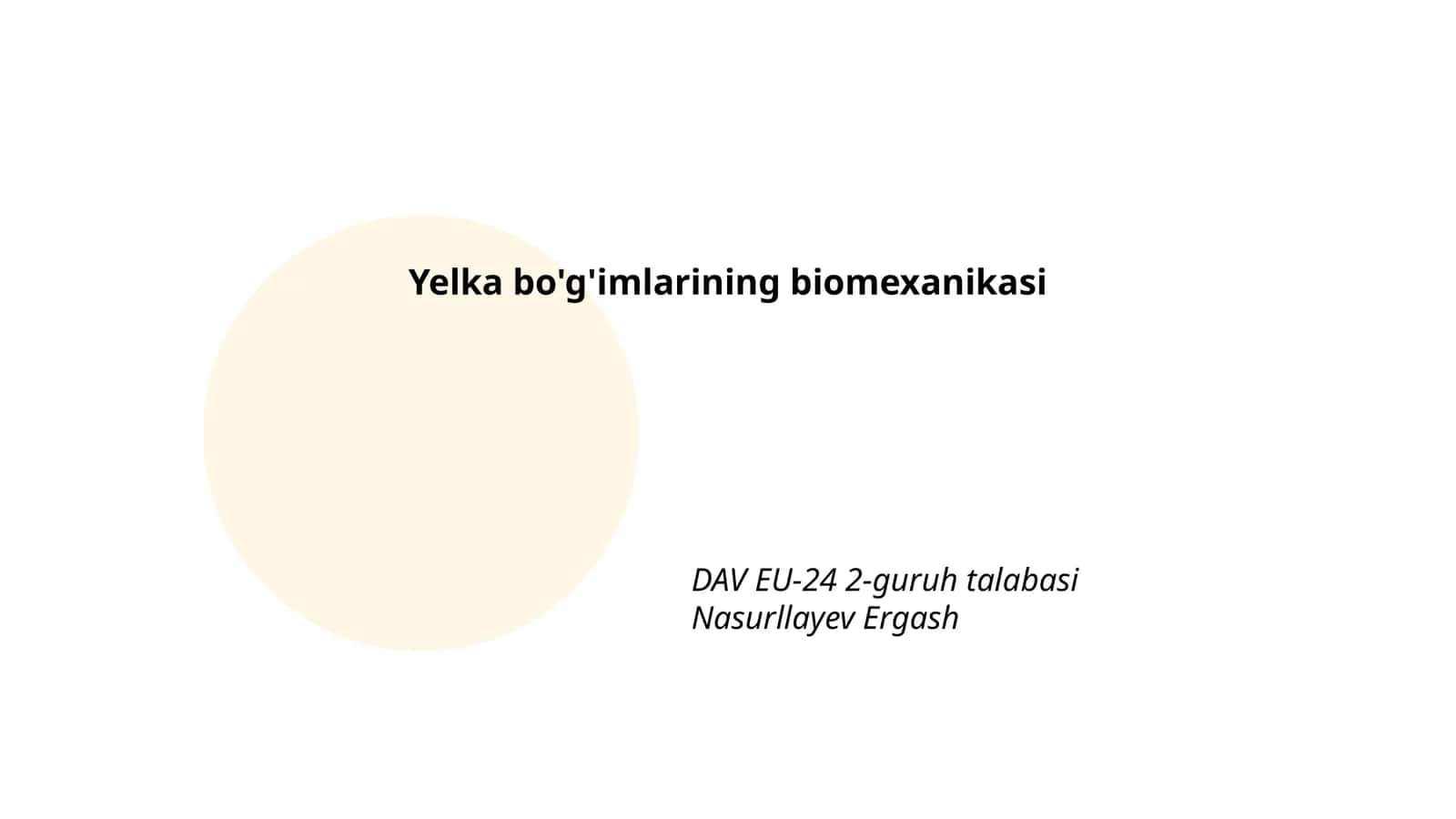 Yelka bo'g'imlarining biomexanikasi