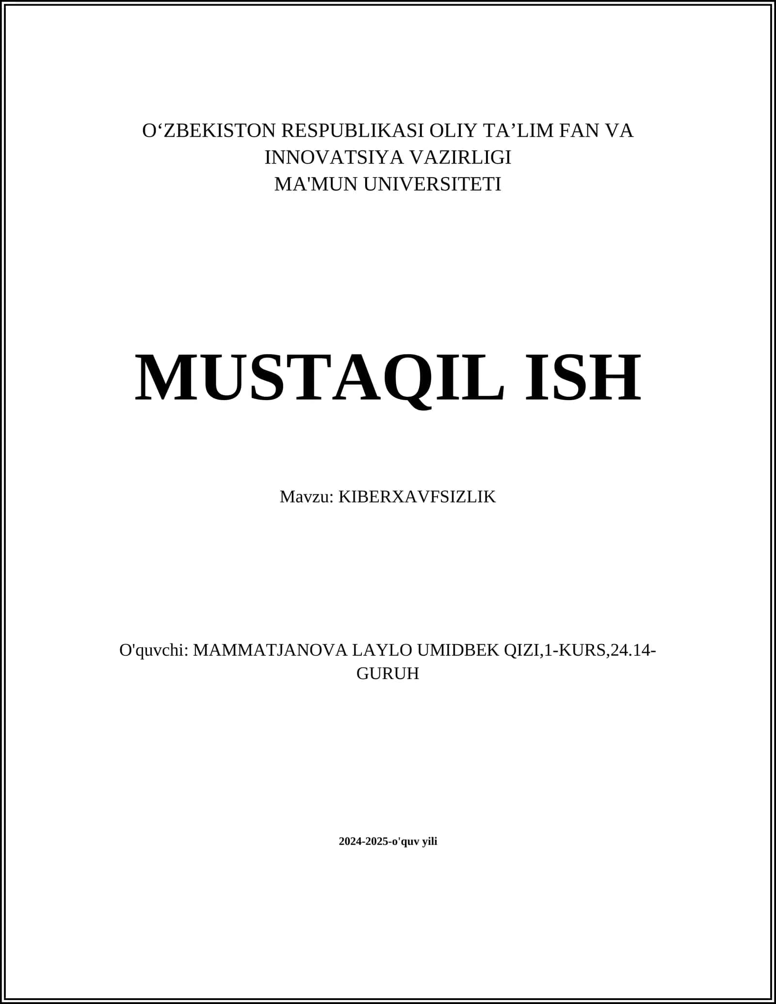KIBERXAVFSIZLIK