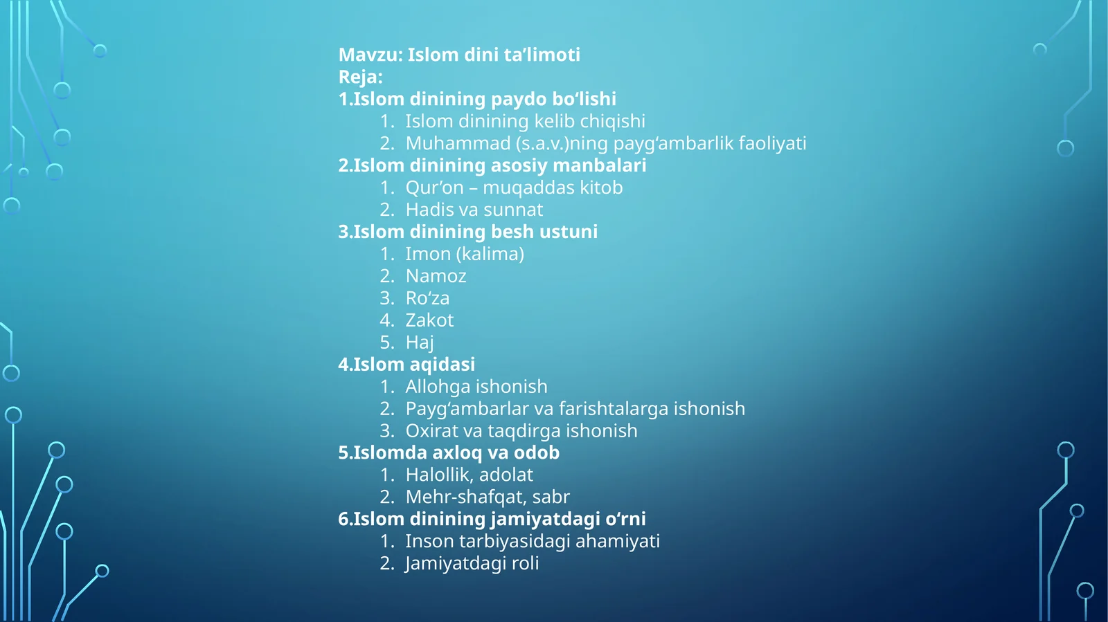 Islom dini ta’limoti