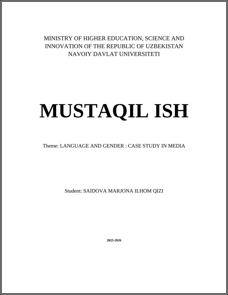 Case Study in Language and Gender