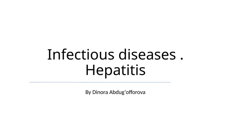 Infectious diseases. Hepatitis