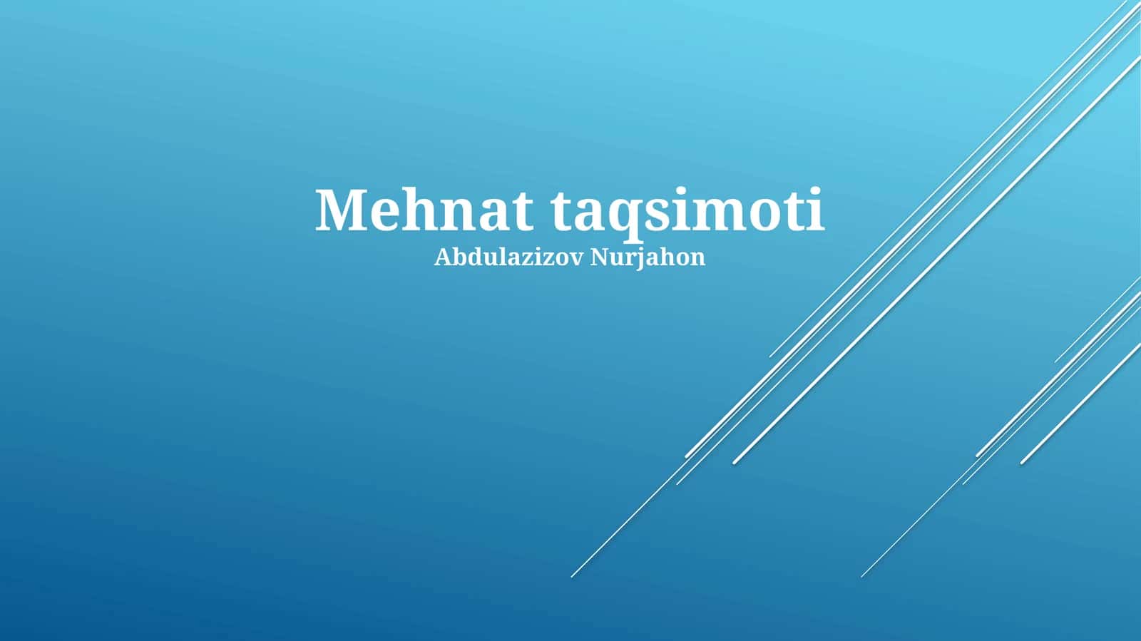 Mehnat taqsimoti