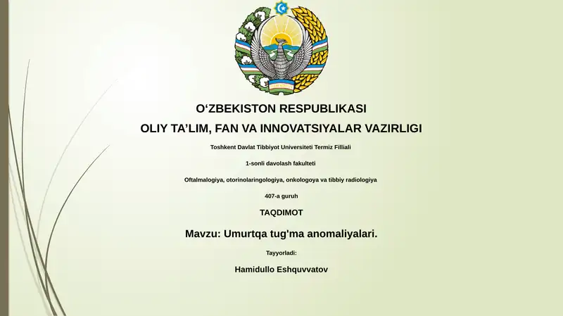 Umurtqa pog'onasining tug'ma anomaliyalari