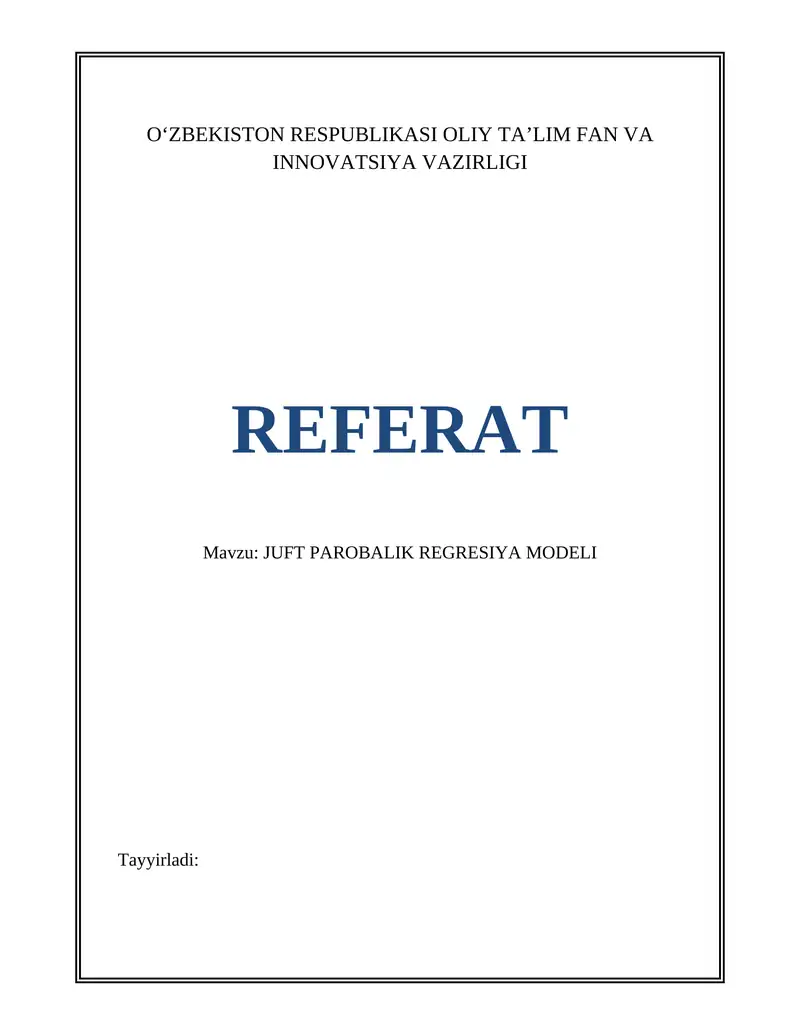 JUFT PAROBALIK REGRESIYA MODELI