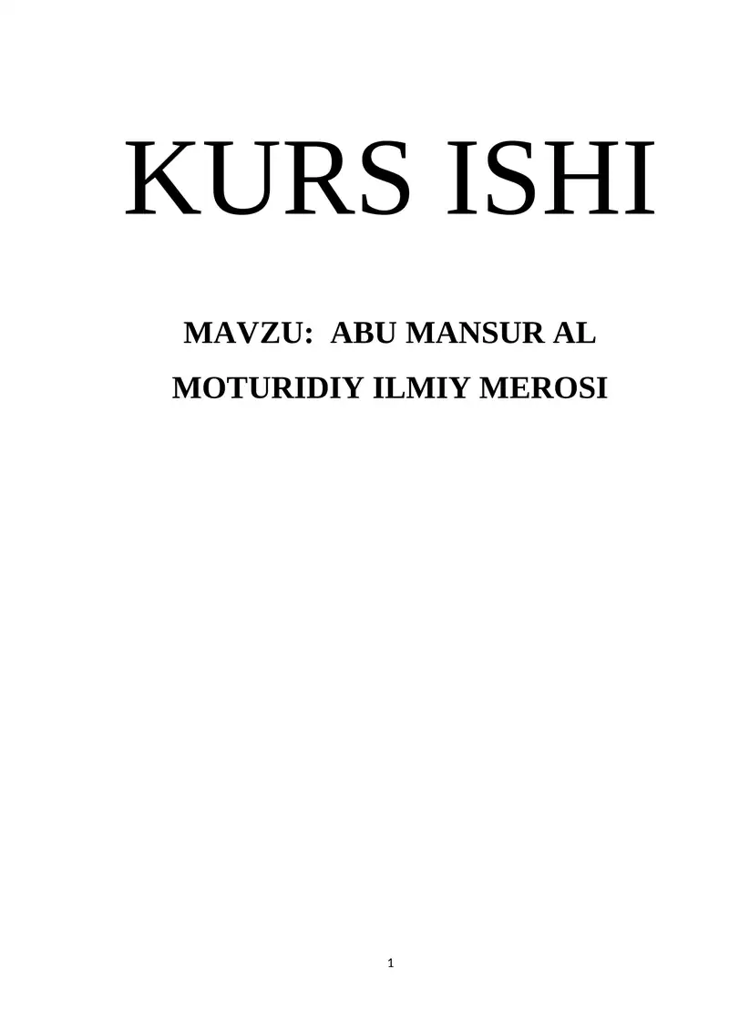 ABU MANSUR AL MOTURIDIY ILMIY MEROSI