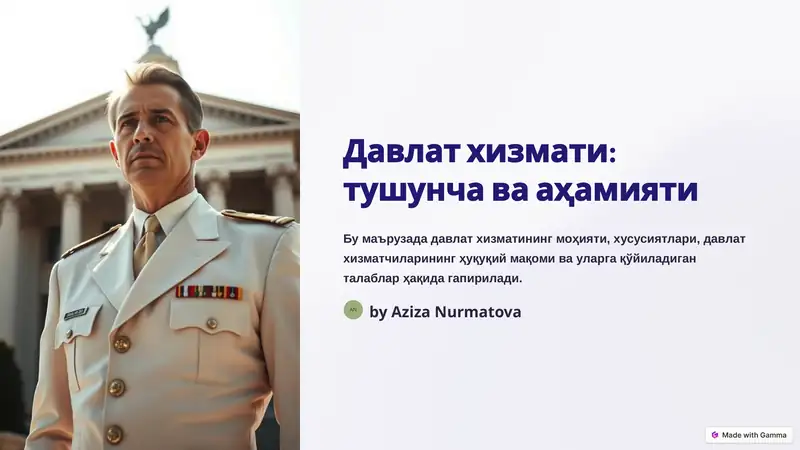 Давлат хизмати: тушунча ва аҳамияти