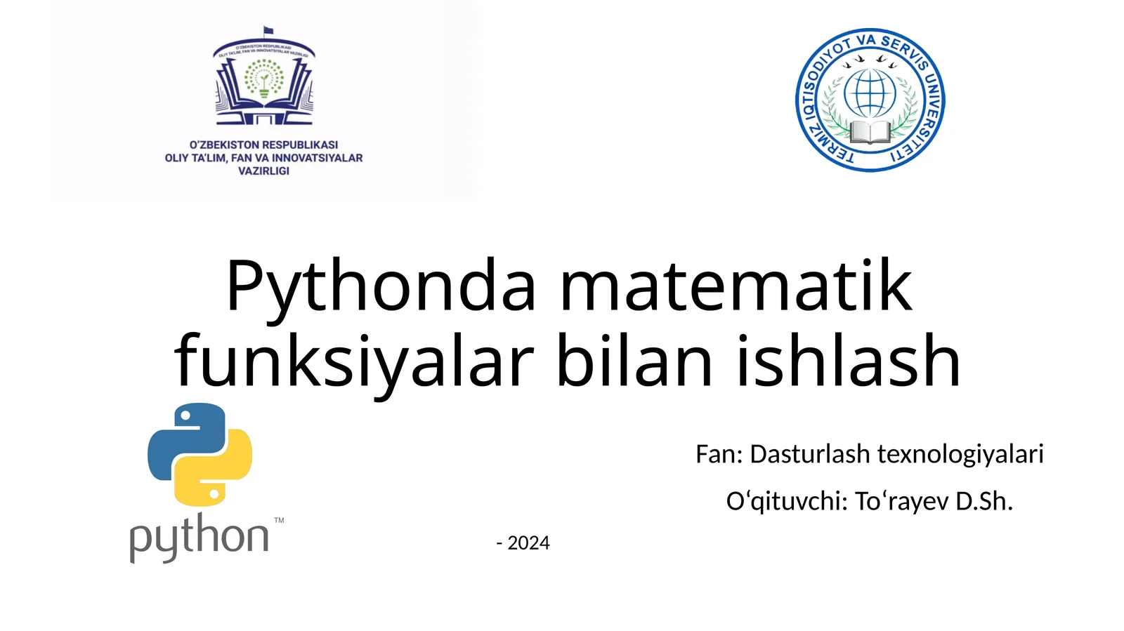 PYTHON DA MATEMATIK FUNKSIYALAR