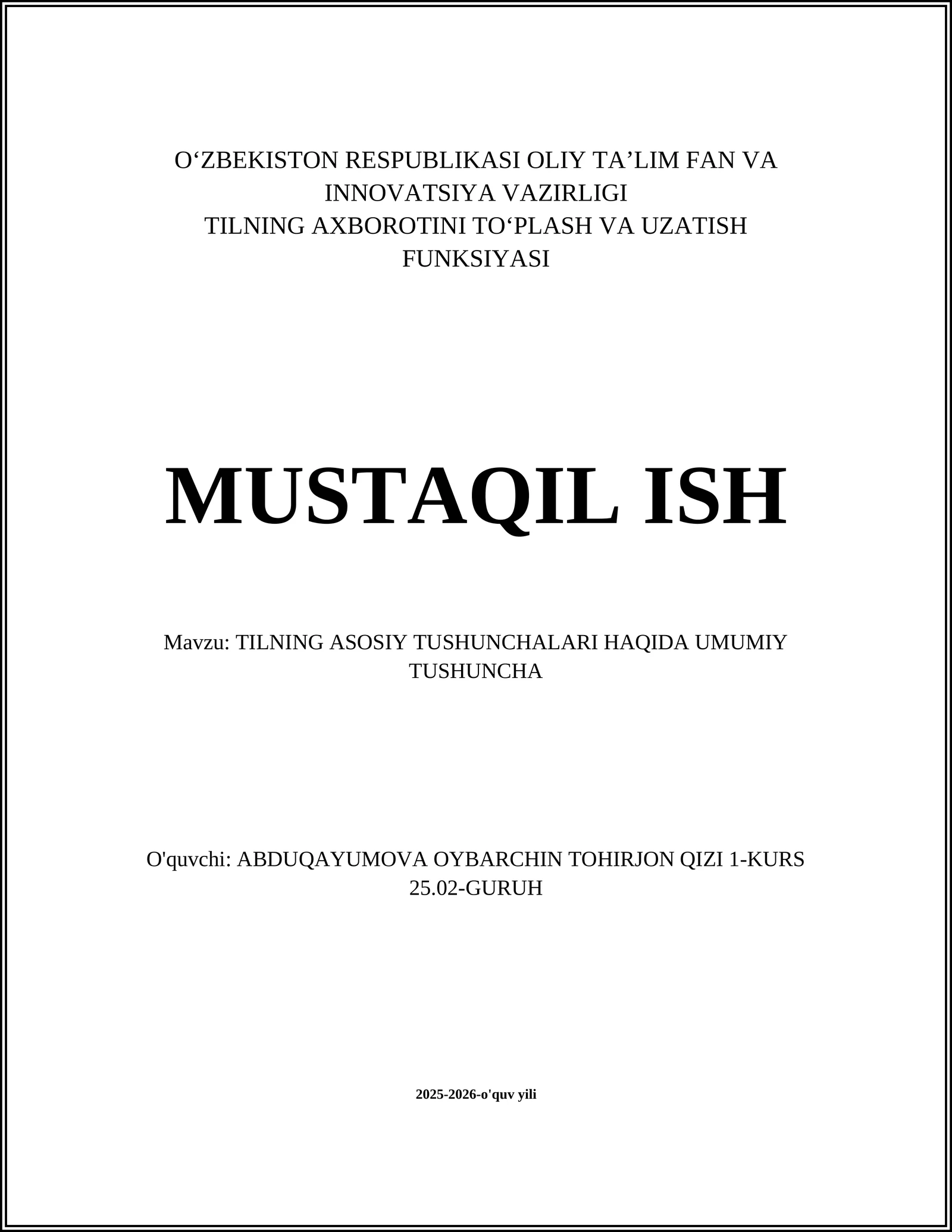 TILNING ASOSIY TUSHUNCHALARI HAQIDA UMUMIY TUSHUNCHA