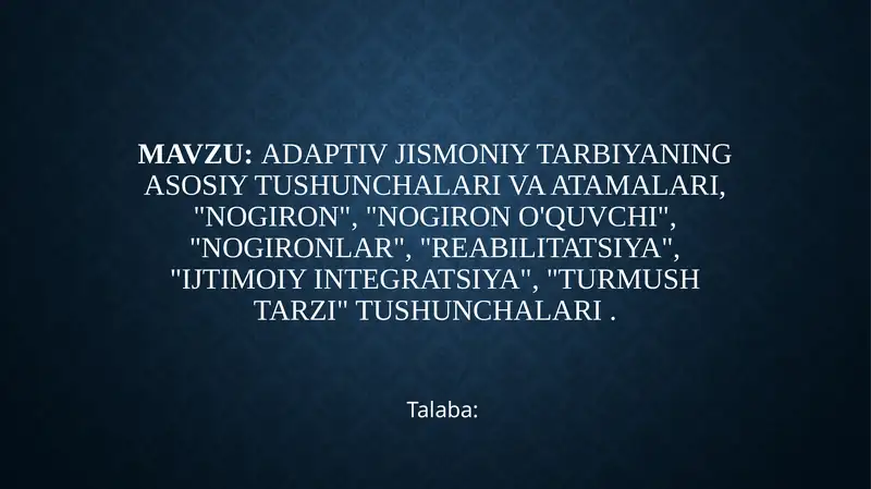 Adaptiv Jismoniy Tarbiya