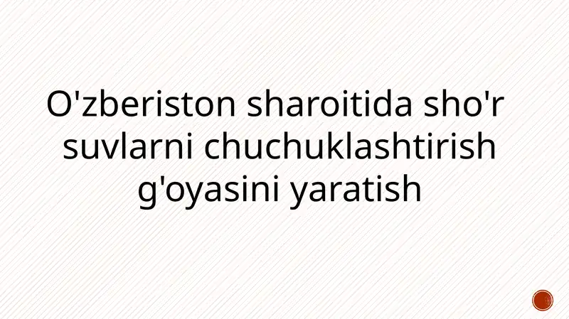 O'zberistonsharoitidasho'r suvlarnichuchuklashtirishg'oyasi