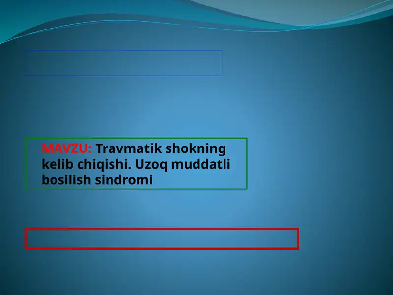Travmatik shokning kelib chiqishi. Uzoq muddatli bosilish sindromi
