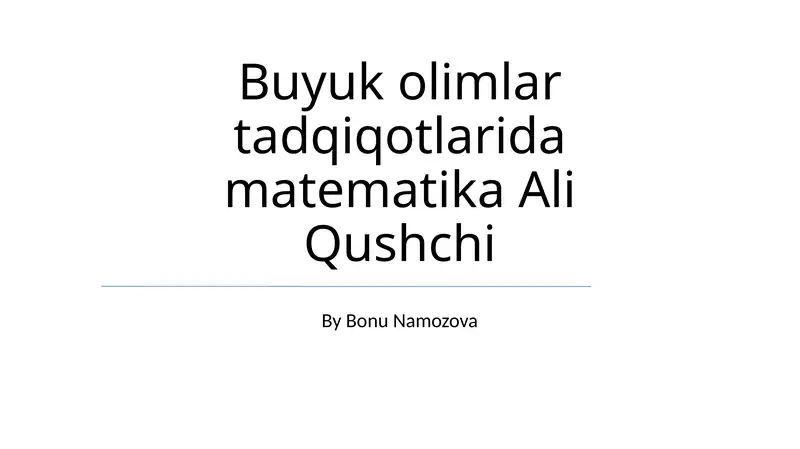 Matematika Ali Qushchi Tadqiqotlari