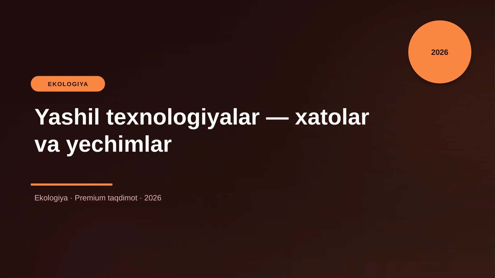 Yashil texnologiyalar — xatolar va yechimlar