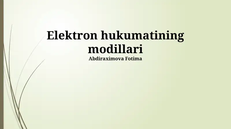 Elektron Hukumat Modellari