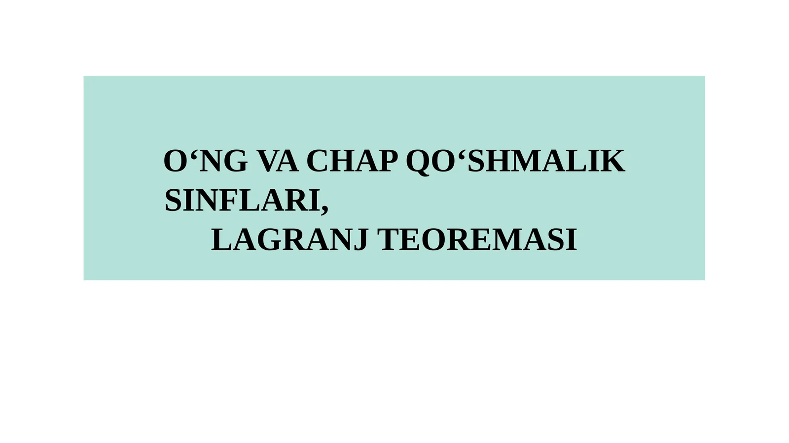 LAGRANJ TEOREMASI