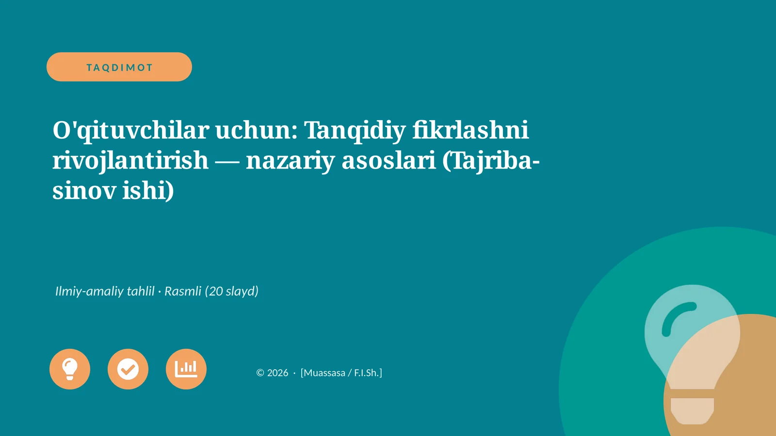 Tanqidiy fikrlashni rivojlantirish — nazariy asoslari (Tajriba-sinov ishi)