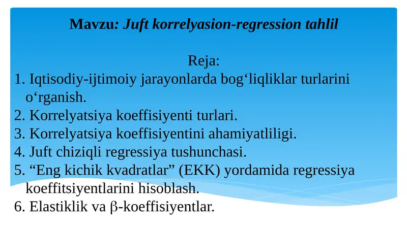 Juftkorrelyasion-regression tahlil